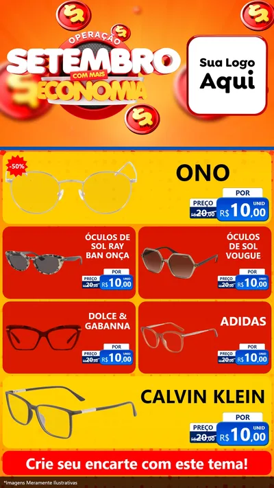Modelo de TV para TV Vertical com o tema Operação Setembro Com Muita Economia para Óticas
