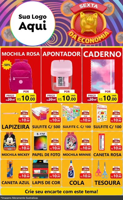 Modelo de Encarte para Encarte Grande com o tema Sexta da Economia para Papelaria