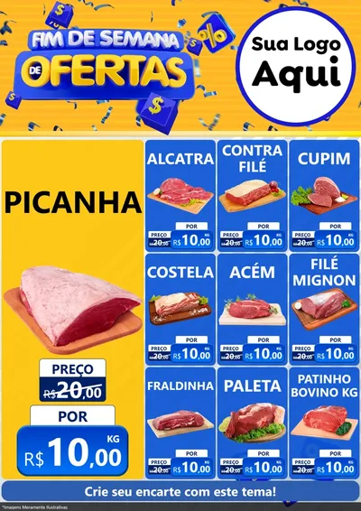 Modelo de Encarte para Encarte A4 Vertical com o tema Fim de Semana de Ofertas para Açougue