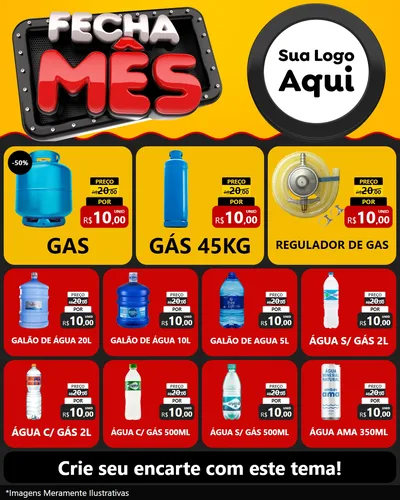 Modelo de Rede Social para Feed Instagram com o tema Fecha Mês para Água e gás