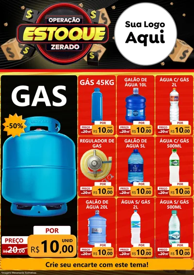 Modelo de Encarte para Encarte A4 Vertical com o tema Operação Estoque Zerado para Água e gás