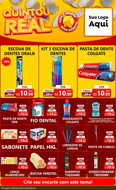 Modelo de Encarte para Encarte Grande com o tema Quintou do Real para Higiene Pessoal