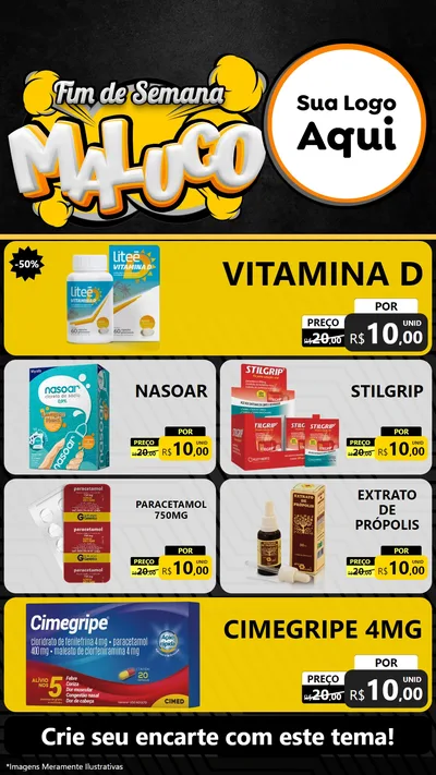 Modelo de TV para TV Vertical com o tema Fim de Semana Maluco para Farmácia