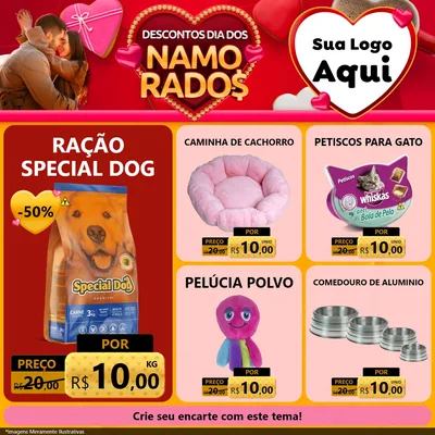 Modelo de Rede Social para Feed Facebook com o tema Descontos Dia dos Namorados para Pet Shop
