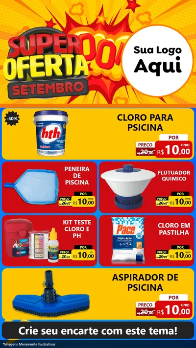 Modelo de TV para TV Vertical com o tema Super Oferta Setembro para Produtos para Piscina