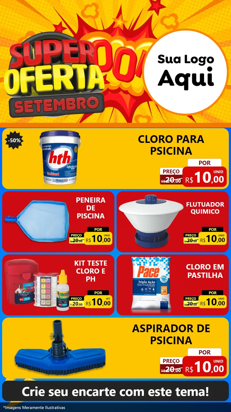 Modelo de TV para TV Vertical com o tema Super Oferta Setembro para Produtos para Piscina