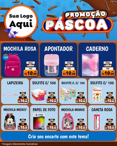 Modelo de Rede Social para Feed Instagram com o tema Promoção Páscoa para Papelaria