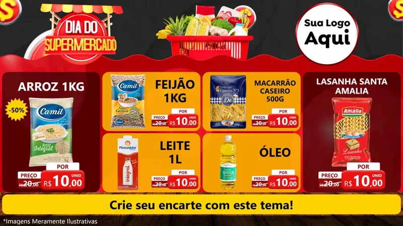 Modelo de TV para TV Horizontal com o tema Dia do Supermercado para Supermercado
