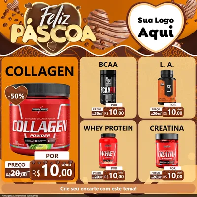 Modelo de Rede Social para Feed Facebook com o tema Feliz Páscoa para Suplementos alimentares