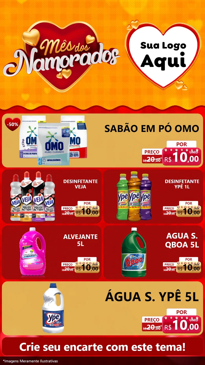 Modelo de TV para TV Vertical com o tema Mês dos Namorados para Produtos de Limpeza