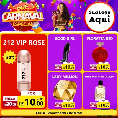Modelo de Rede Social para Feed Facebook com o tema Pré-Carnaval Especial para Perfumes