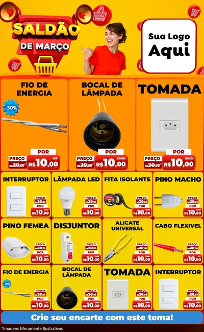 Modelo de Encarte para Encarte Grande com o tema Saldão de Março para Materiais Elétricos