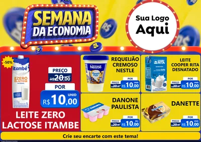 Modelo de Encarte para Encarte A4 Horizontal com o tema Semana da Economia para Frios e Laticínios