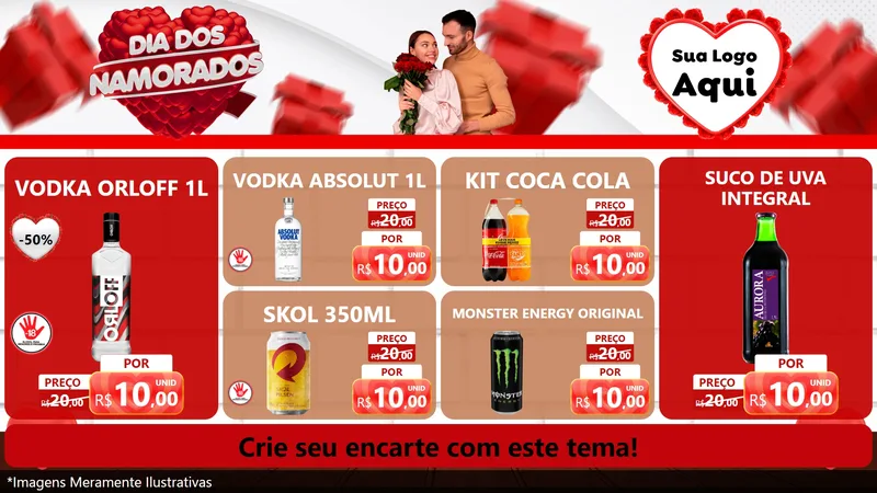 Modelo de TV para TV Horizontal com o tema Dia dos Namorados para Distribuidora de bebidas