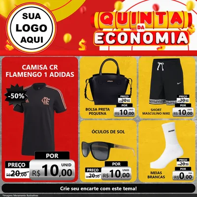 Modelo de Rede Social para Feed Facebook com o tema Quinta da Economia para Roupas e acessórios