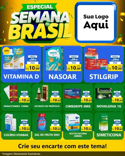 Modelo de Rede Social para Feed Instagram com o tema Especial Semana do Brasil para Farmácia