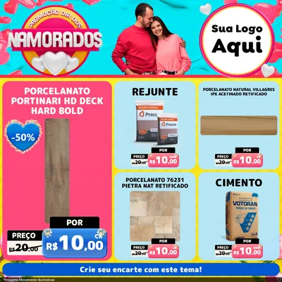 Modelo de Rede Social para Feed Facebook com o tema Promoção Dia dos Namorados para Pisos e revestimentos