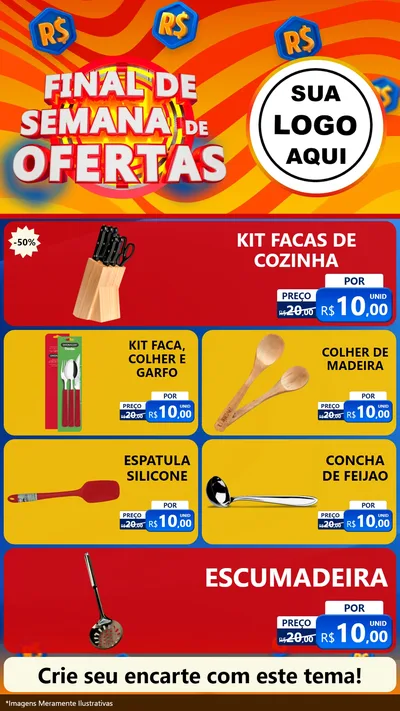 Modelo de TV para TV Vertical com o tema Final de Semana de Ofertas para Utilidades Domésticas
