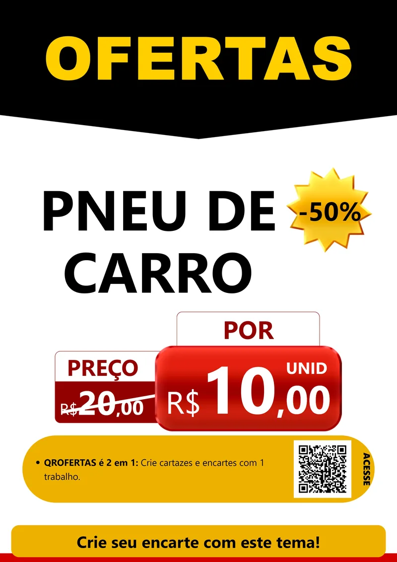 Modelo de Cartaz para Cartaz A4 Vertical com o tema Ofertas Preto e Vermelho Cartaz para Auto peças
