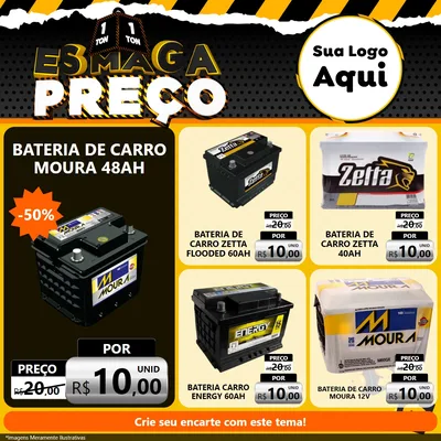 Modelo de Rede Social para Feed Facebook com o tema Esmaga Preço para Baterias Elétricas