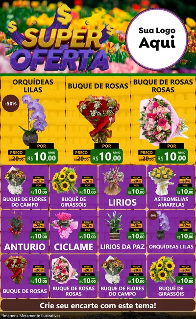 Modelo de Encarte para Encarte Grande com o tema Super Oferta para Floricultura e jardim