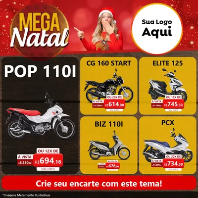 Modelo de Rede Social para Feed Facebook com o tema Mega Natal para Concessionaria de Motos