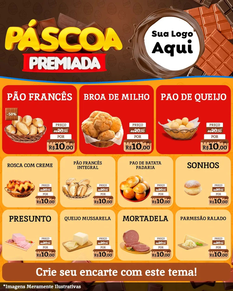 Modelo de Rede Social para Feed Instagram com o tema Páscoa Premiada para Padaria