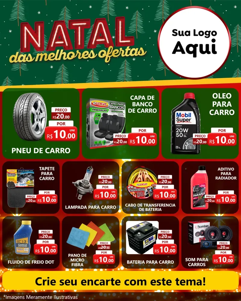 Modelo de Rede Social para Feed Instagram com o tema Natal das Melhores Ofertas para Auto peças
