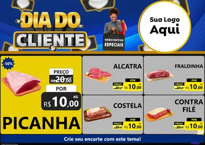 Modelo de Encarte para Encarte A4 Horizontal com o tema Dia Do Cliente para Açougue