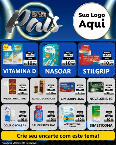 Modelo de Rede Social para Feed Instagram com o tema Sorteio Dia Dos Pais para Farmácia
