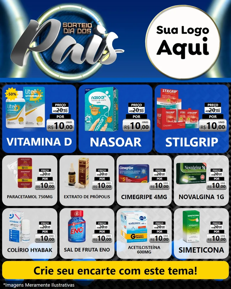 Modelo de Rede Social para Feed Instagram com o tema Sorteio Dia Dos Pais para Farmácia