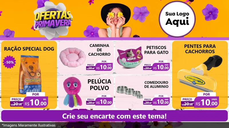 Modelo de TV para TV Horizontal com o tema Ofertas Da Primavera para Pet Shop