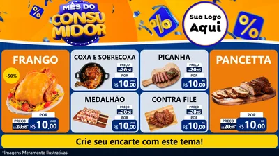 Modelo de TV para TV Horizontal com o tema Mês do Consumidor para Assados