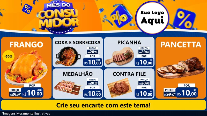 Modelo de TV para TV Horizontal com o tema Mês do Consumidor para Assados