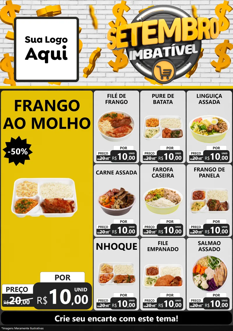 Modelo de Encarte para Encarte A4 Vertical com o tema Setembro Imbatível para Restaurante