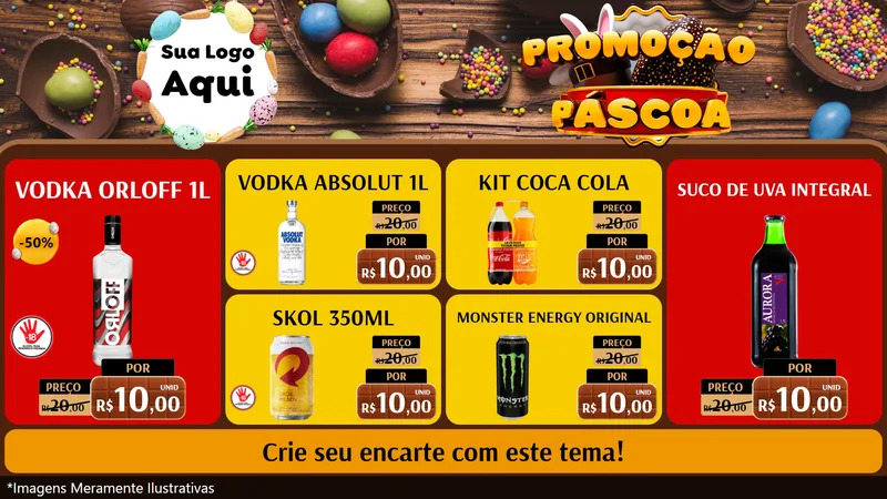 Modelo de TV para TV Horizontal com o tema Promoção Páscoa para Distribuidora de bebidas