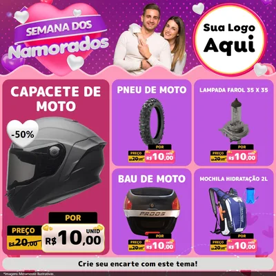 Modelo de Rede Social para Feed Facebook com o tema Semana dos Namorados para Moto peças