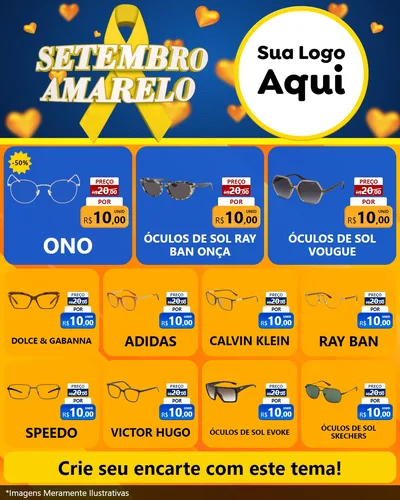 Modelo de Rede Social para Feed Instagram com o tema Setembro Amarelo para Óticas