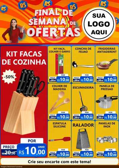 Modelo de Encarte para Encarte A4 Vertical com o tema Final de Semana de Ofertas para Utilidades Domésticas
