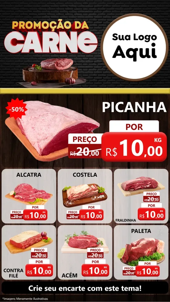 Modelo de Rede Social para Stories com o tema Promoção da Carne para Açougue