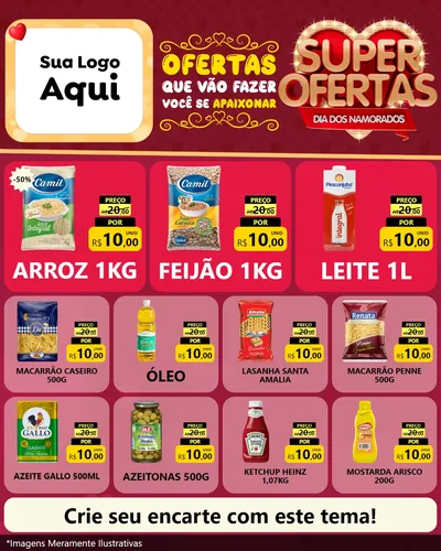 Modelo de Rede Social para Feed Instagram com o tema Dia dos Namorados para Supermercado