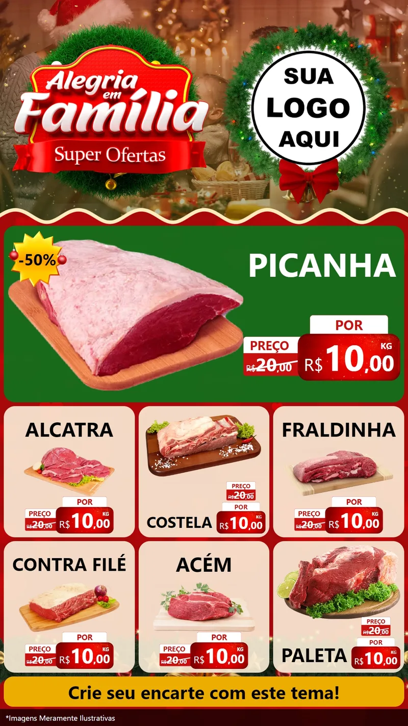Modelo de Rede Social para Stories com o tema Alegria Em Família - Super Ofertas para Açougue