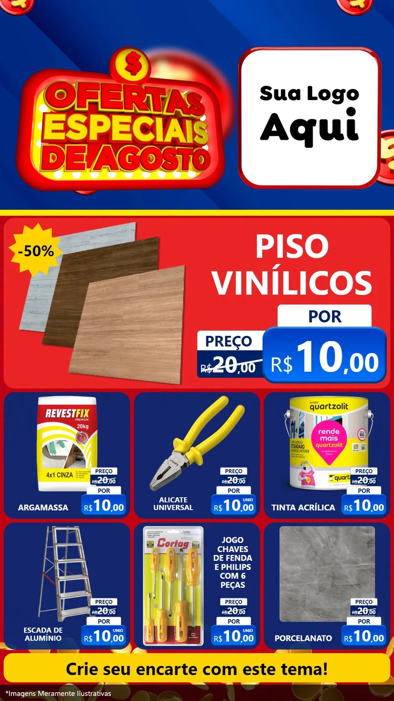 Modelo de Rede Social para Stories com o tema Ofertas Especiais de Agosto para Material para Construção