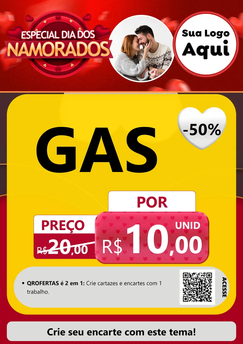 Modelo de Cartaz para Cartaz A4 Vertical com o tema Especial Dia Dos Namorados para Água e gás