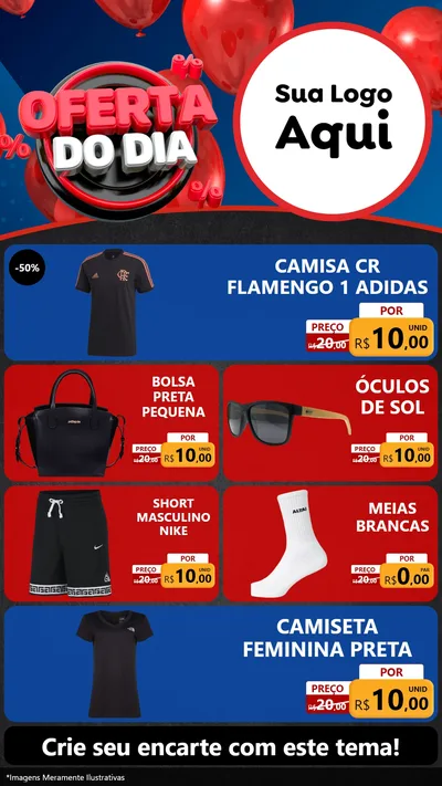 Modelo de TV para TV Vertical com o tema Oferta do Dia para Roupas e acessórios