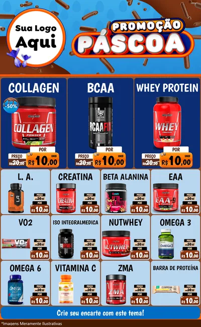 Modelo de Encarte para Encarte Grande com o tema Promoção Páscoa para Suplementos alimentares