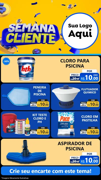 Modelo de TV para TV Vertical com o tema Semana do Cliente para Produtos para Piscina