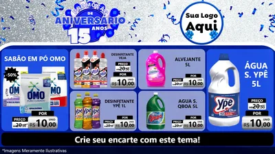 Modelo de TV para TV Horizontal com o tema Promoção de Aniversário - 15 Anos para Produtos de Limpeza