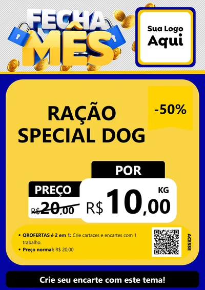 Modelo de Cartaz para Cartaz A4 Vertical com o tema Fecha Mês para Pet Shop