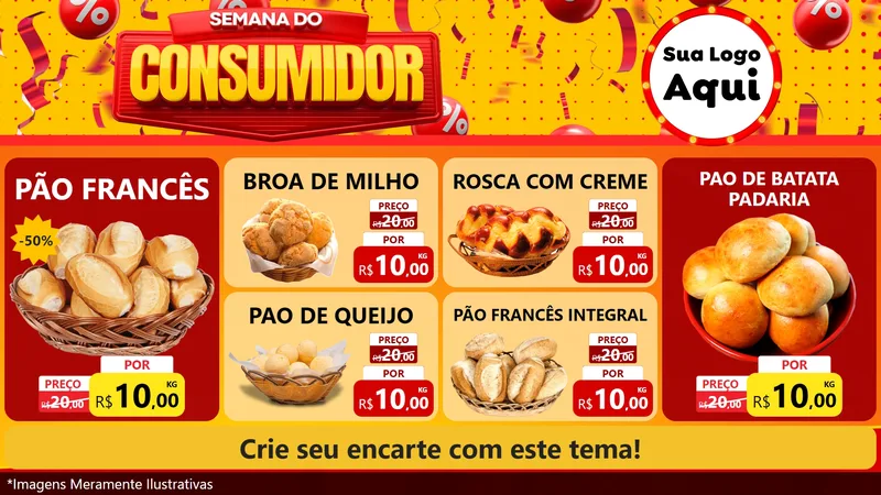 Modelo de TV para TV Horizontal com o tema Semana do Consumidor para Padaria